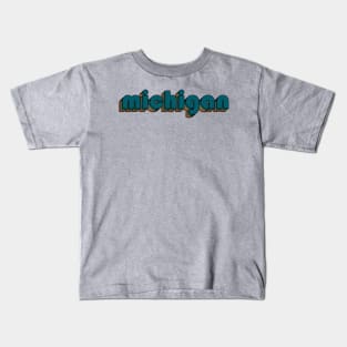 Michigan // Michigan Retro Rainbow Typography Style // 70s Kids T-Shirt